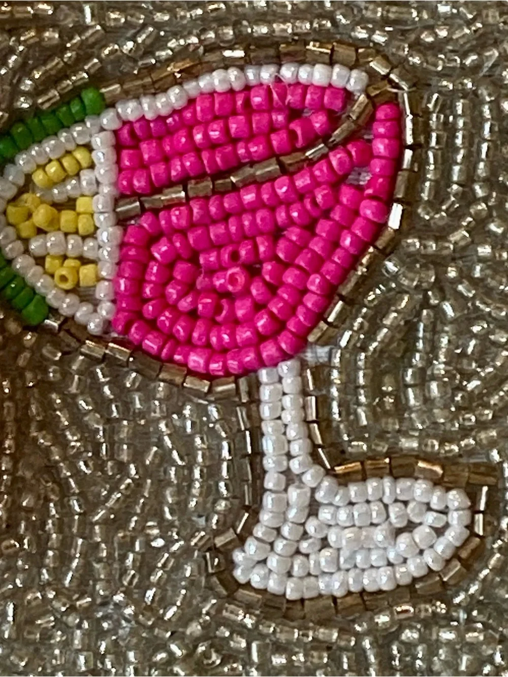 NIB Rachel Zoe beaded pink cocktail 2 piece coin purse and charm set